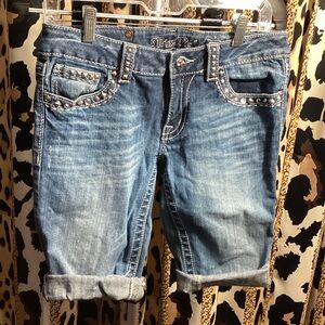 Miss Me Studded Blue Jean Cut-Off Shorts